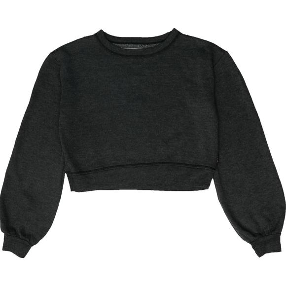 Cabbage Cropped Puff Sleeve Sweatshirt